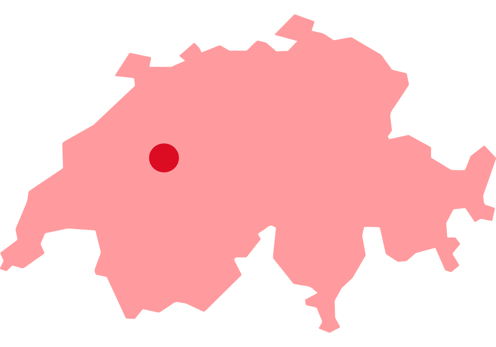 Pink map of Switzerland